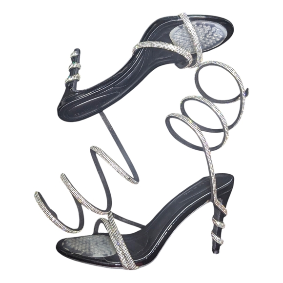 Stheno Stiletto Black Open Toe Sandals Women's Size 10 - Picture 7 of 8